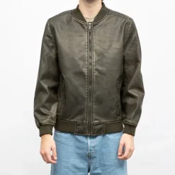 DEELUXE 74 Bomber garet similicuir effet usé Homme KAKI