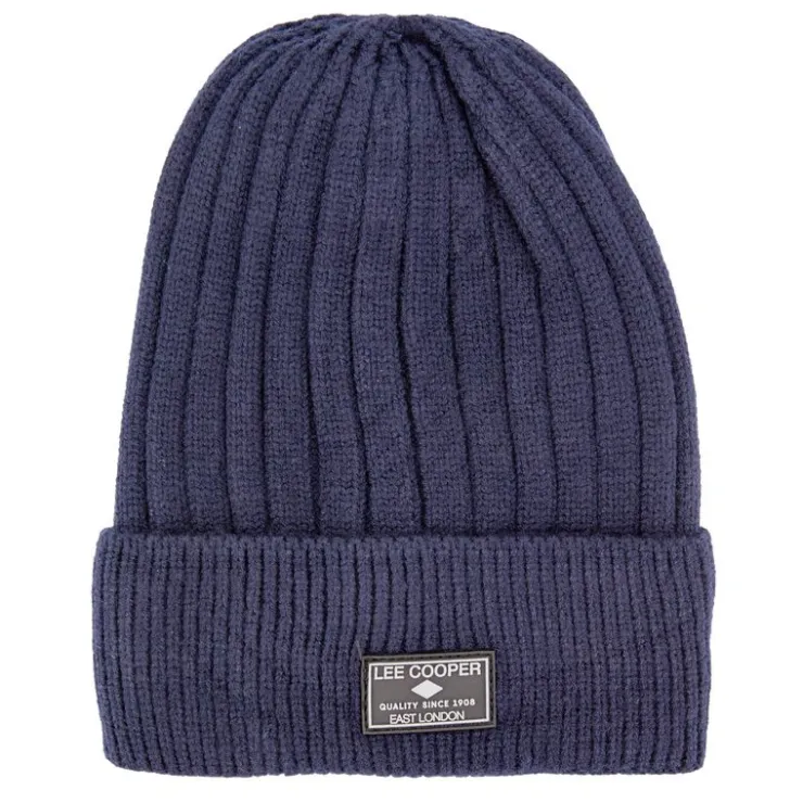 LEE COOPER Bonnet côtes anglaises maille Homme BLEU FONCE Clearance