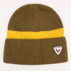 ROSSIGNOL Bonnet en maille à retrousser avec logo en relief Homme KAKI New