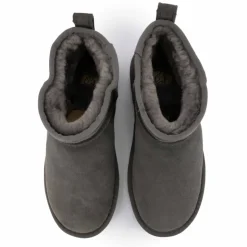 KELARA Boots basses fourrées tige cuir doublées synthétique Femme GRIS Hot