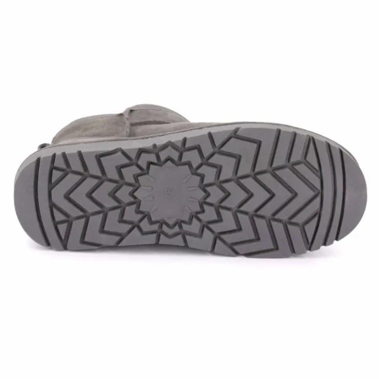 KELARA Boots basses fourrées tige cuir doublées synthétique Femme GRIS Hot