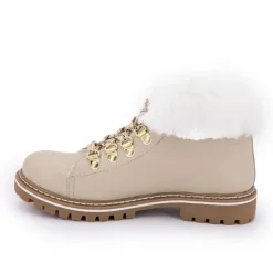 LES TROPEZIENNES PAR M.BELARBI Boots cuir grainé avec fausse fourrure Femme BEIGE