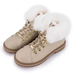 LES TROPEZIENNES PAR M.BELARBI Boots cuir grainé avec fausse fourrure Femme BEIGE