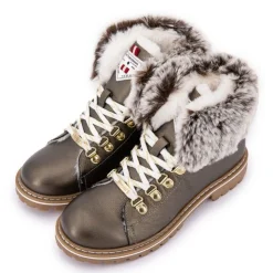 LES TROPEZIENNES PAR M.BELARBI Boots cuir grainé avec fausse fourrure Femme BRONZE Clearance