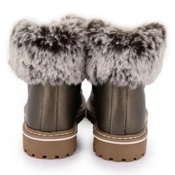 LES TROPEZIENNES PAR M.BELARBI Boots cuir grainé avec fausse fourrure Femme BRONZE Clearance