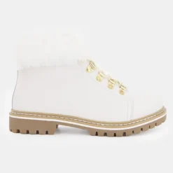 LES TROPEZIENNES PAR M.BELARBI Boots cuir grainé avec fausse fourrure Femme BLANC Sale