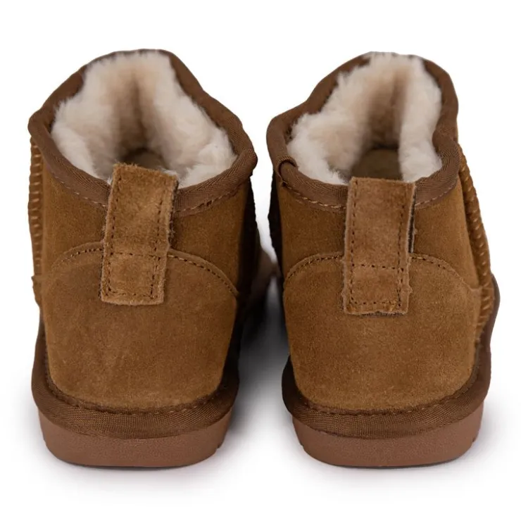 KELARA Boots en cuir fourrées ultra-mini fille Enfant MARRON Outlet