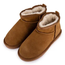 KELARA Boots en cuir fourrées ultra-mini fille Enfant MARRON Outlet