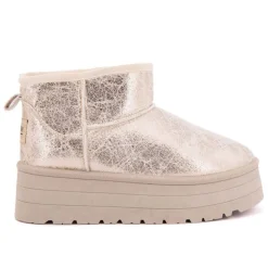 BURTON OF LONDON Boots fourrées brillantes Edwige Femme BEIGE