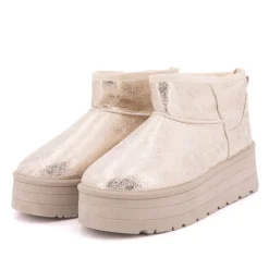 BURTON OF LONDON Boots fourrées brillantes Edwige Femme BEIGE