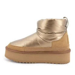 KELARA Boots mi haute bi matière fausse fourrure Femme BEIGE Hot