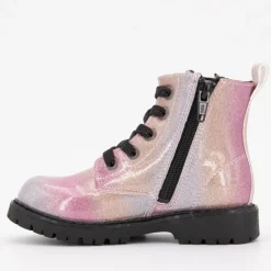 DOCKERS BY GERLI Botines arc en ciel lacets noirs avec zip métallique Enfant ROSE