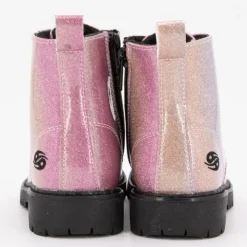 DOCKERS BY GERLI Botines arc en ciel lacets noirs avec zip métallique Enfant ROSE