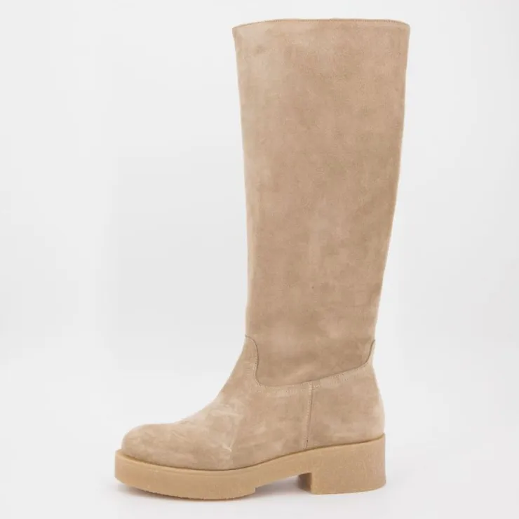 EXIT Bottes hautes daim avec zip sukumia Femme BEIGE Discount