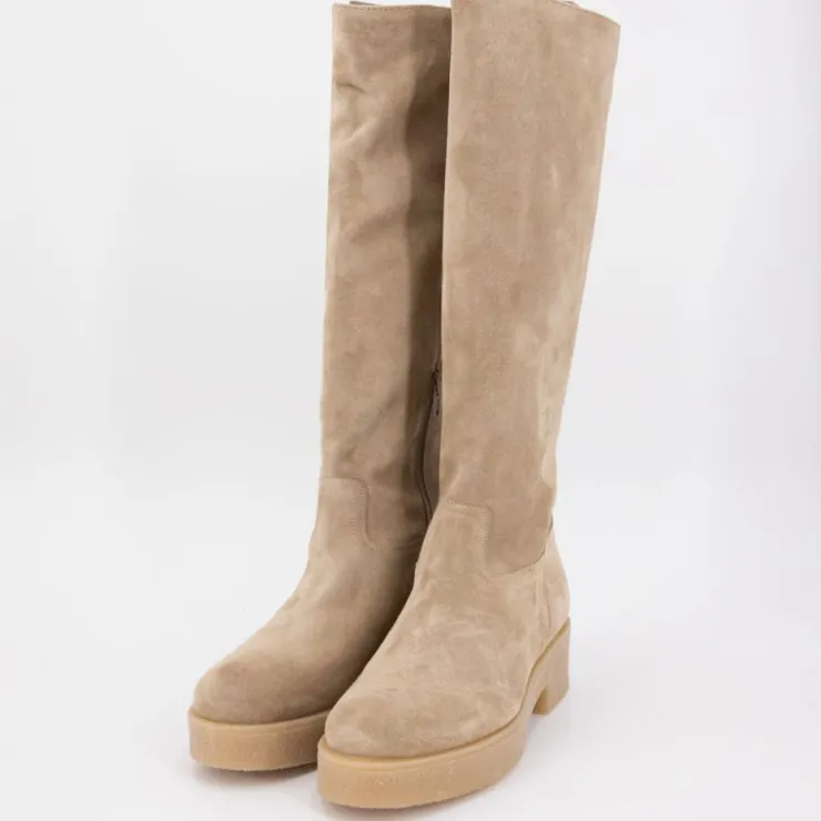 EXIT Bottes hautes daim avec zip sukumia Femme BEIGE Discount