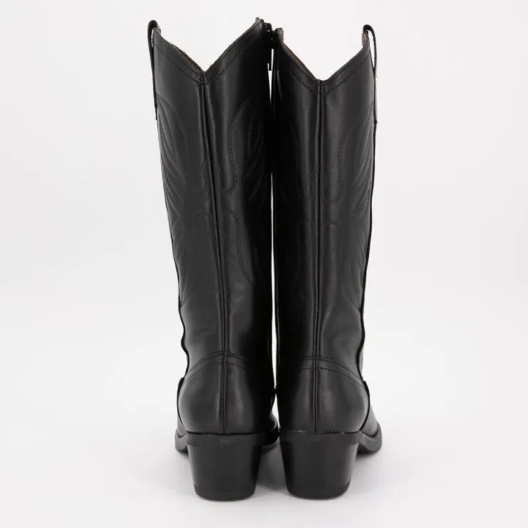 PATRICIA MILLER Bottes santiag es avec motif ailes surpiquées cuir Femme NOIR