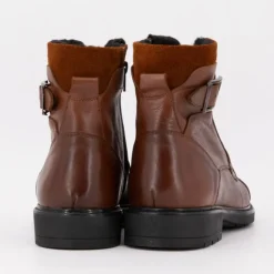 PIERRE CARDIN Bottines à lacets cognac avec zip Homme MARRON