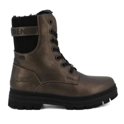 TOM TAILOR Bottines à lacets fausse fourrure old gold Femme BRONZE New