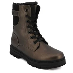 TOM TAILOR Bottines à lacets fausse fourrure old gold Femme BRONZE New