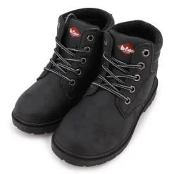 LEE COOPER Bottines à lacets similicuir grainé Enfant NOIR Outlet