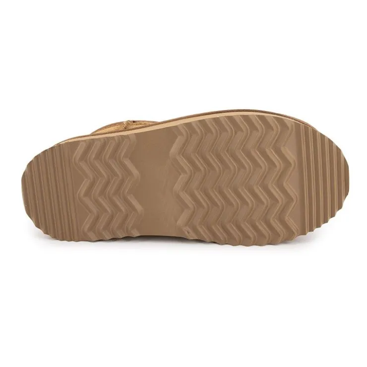 KELARA Bottines à plateforme cuir fourrée Femme MARRON Clearance