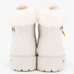 DOCKERS BY GERLI Bottines à zip crème effet nubuk ice avec fausse fourrure lacets décoratifs Femme BLANC ECRU Best