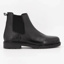ELWIN Bottines chelsea élastique cuir Homme NOIR New