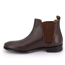 MAISON HERITAGE Bottines chelsea Matias cuir Homme MARRON Clearance