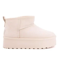 BURTON OF LONDON Bottines courtes Janina fausse fourrure Femme BLANC ECRU Hot