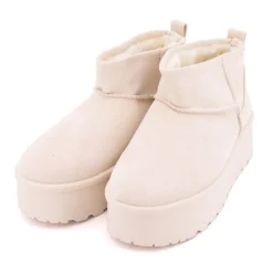 BURTON OF LONDON Bottines courtes Janina fausse fourrure Femme BLANC ECRU Hot