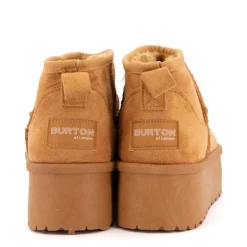 BURTON OF LONDON Bottines courtes Janina fausse fourrure Femme MARRON CLAIR New