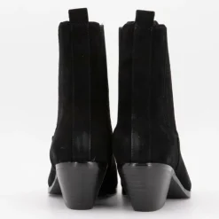 ELWIN Bottines cuir à talons carrés daim Femme NOIR