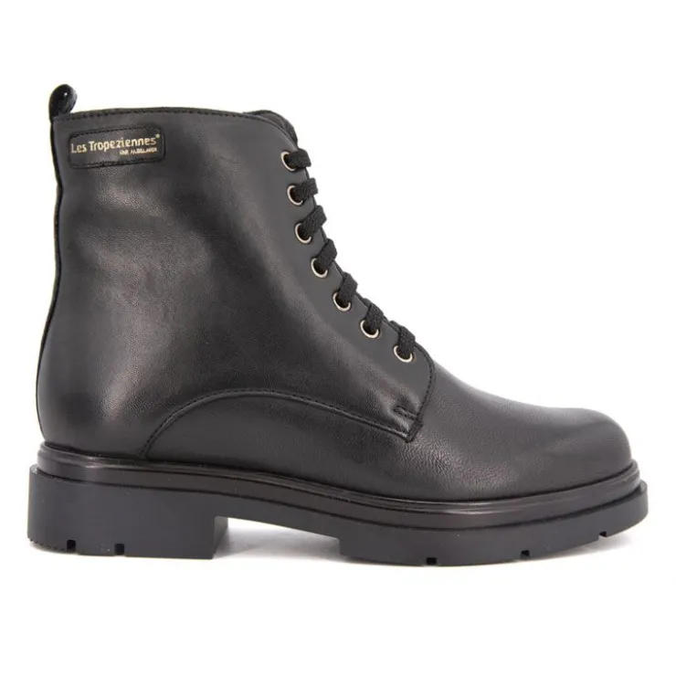 LES TROPEZIENNES PAR M.BELARBI Bottines cuir avec lacets soraya 36-41 Femme NOIR Sale