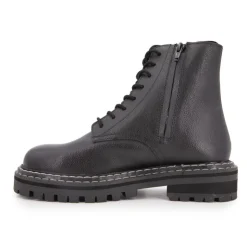 LES TROPEZIENNES PAR M.BELARBI Bottines cuir grainé reine avec lacets Femme NOIR Discount