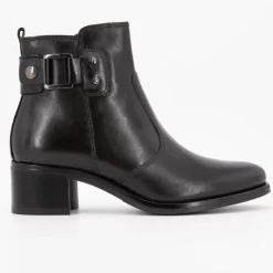 KEYS Bottines cuir Iris talons carré avec boucle argentée Femme NOIR