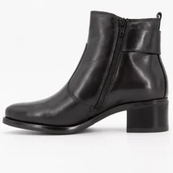 KEYS Bottines cuir Iris talons carré avec boucle argentée Femme NOIR