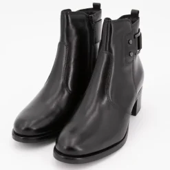 KEYS Bottines cuir Iris talons carré avec boucle argentée Femme NOIR