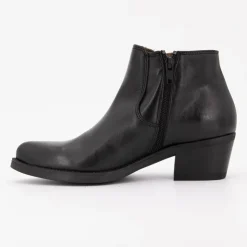 PATRICIA MILLER Bottines cuir lisse avec empiècement métalissé Femme NOIR Clearance