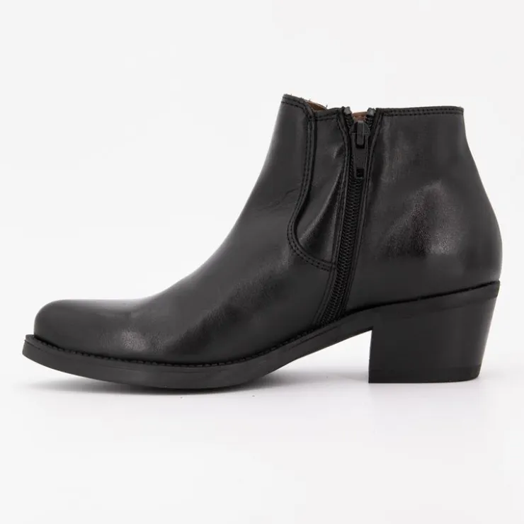PATRICIA MILLER Bottines cuir lisse avec empiècement métalissé Femme NOIR Clearance