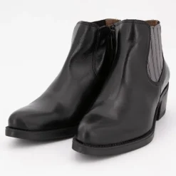 PATRICIA MILLER Bottines cuir lisse avec empiècement métalissé Femme NOIR Clearance