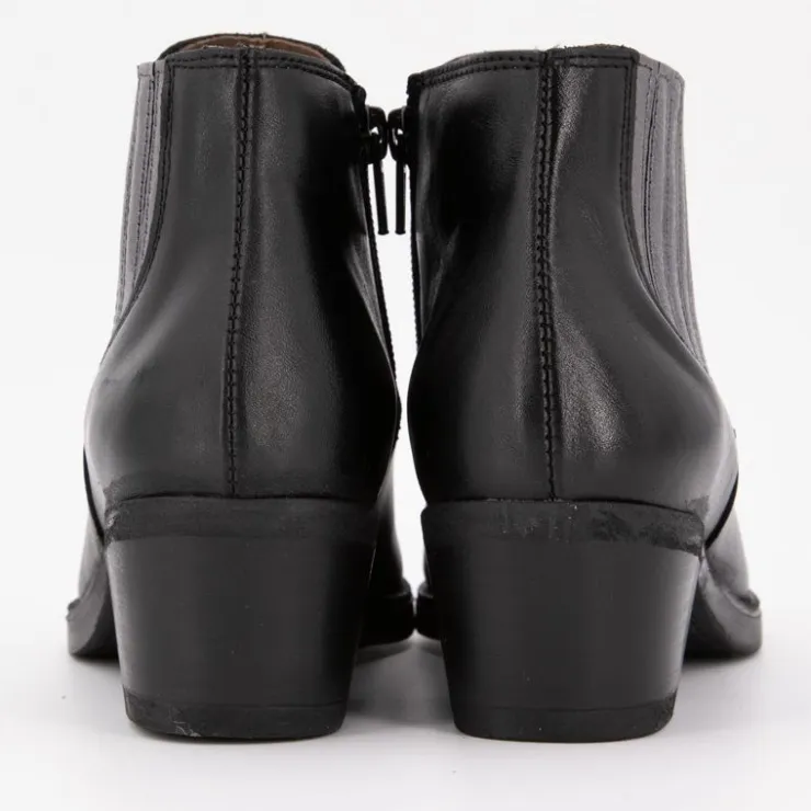 PATRICIA MILLER Bottines cuir lisse avec empiècement métalissé Femme NOIR Clearance