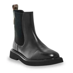 LES TROPEZIENNES PAR M.BELARBI Bottines cuir Loom bande dorée Femme NOIR Clearance