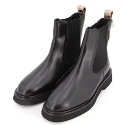 LES TROPEZIENNES PAR M.BELARBI Bottines cuir Loom bande dorée Femme NOIR Clearance