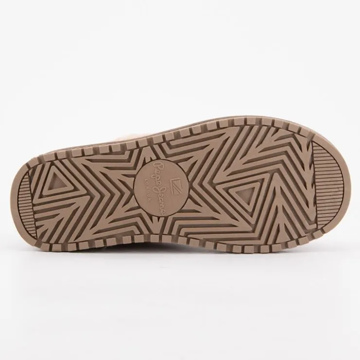 PEPE JEANS Bottines cuir taupe avec effet moutonné coloré Enfant MARRON Discount