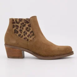 PATRICIA MILLER Bottines daim à motif léopard Femme MARRON CLAIR Outlet