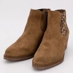 PATRICIA MILLER Bottines daim à motif léopard Femme MARRON CLAIR Outlet