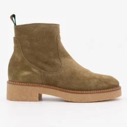 PATRICIA MILLER Bottines daim olive semelle gomme Femme KAKI Discount