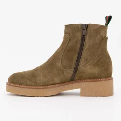 PATRICIA MILLER Bottines daim olive semelle gomme Femme KAKI Discount