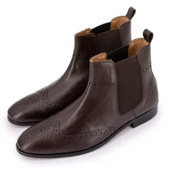 CHRISTIAN LAURIER Bottines en cuir chelsea avec élastique Homme MARRON New