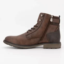 TOM TAILOR Bottines fourrées cognac à lacets avec zip Homme MARRON Outlet